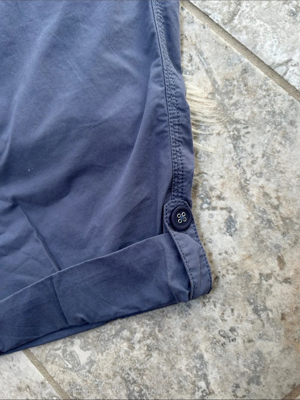 Casual Blue Cropped & Cuffed Lightweight Cargo Pants